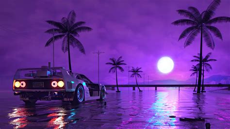 retro wave sunset  running car wallpaper hd artist  wallpapers images   background