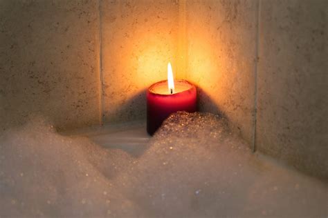 Candle Burning By Bubble Bath Photo By Sarah Pflug Via