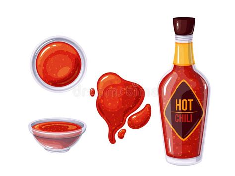 Hot Chili Sauce Bottle Package And Label Design Set Stock Vector