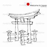 Miyajima Japan Gate Monument Drawing Japanese Temple Stock Clipart Illustration Getdrawings Depositphotos Vector Tori Clipground Preview Stockshoppe sketch template