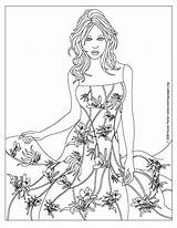 Coloring Pages Fashion Printable Girls Dresses Dress Colouring Adults Books Model Sheets Clothes Floral Clothing Cool Adult Color Print Malvorlagen sketch template