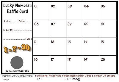 lucky numbers fundraising  rafflescratch cards    numbers