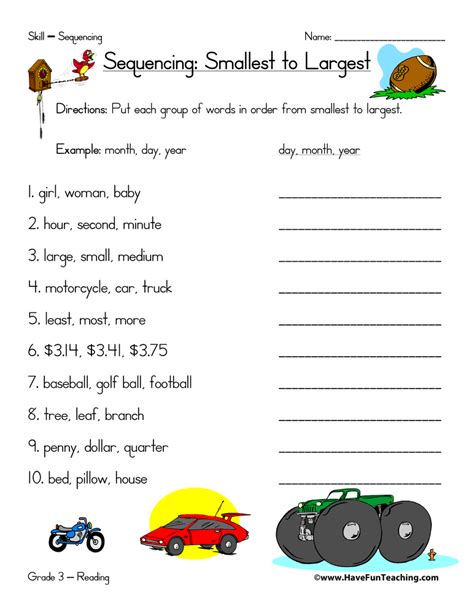 sequence worksheets page     fun teaching