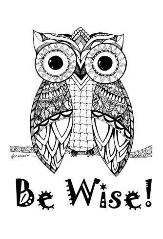 wise owl art print  debbie pearson owl coloring pages wise owl