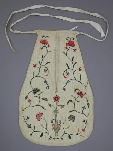 mid 1700 s embroidered pocket dimity lined in linen
