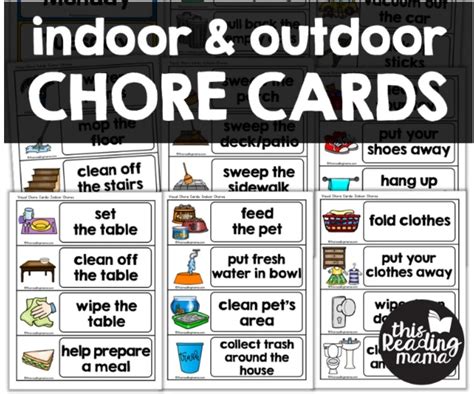 sets   printable chore cards kids teens