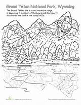 Coloring National Park Grand Teton Pages Glacier Parks Kids Yellowstone Worksheet Worksheets Color Number Grade Activity Jasper Mountain Book School sketch template