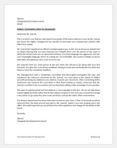 termination letter  harassment  letter sample