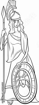 Athena Greek Greca Dea Athenas Spear Colorazione Comp Izakowski sketch template
