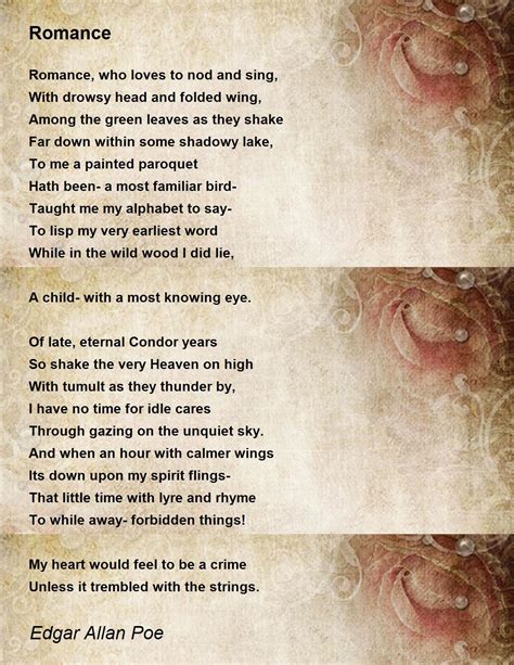 romance poem  edgar allan poe poem hunter