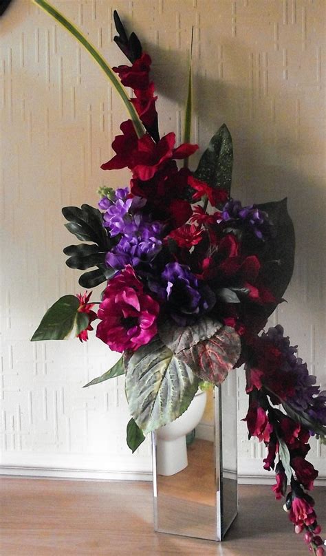 silk flower arrangement top quality cerise pink purple