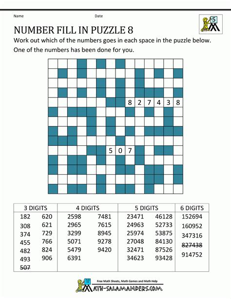 printable fill  number puzzles customize  print