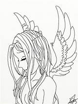 Angel Fallen Lineart sketch template