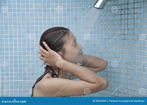 Asian Woman Take A Shower Stock Image Image Of Care 34337699