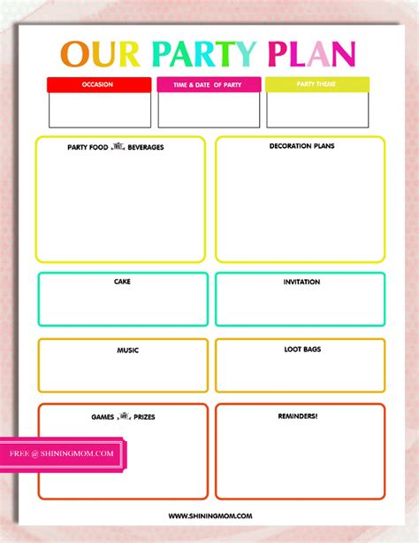 printable party planning template