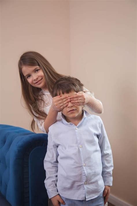 Brother And Sister Have Fun Alone At Home Royalty Free Stock Images