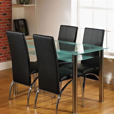 seater cm glass rectangle dining table shelf metal chrome finish
