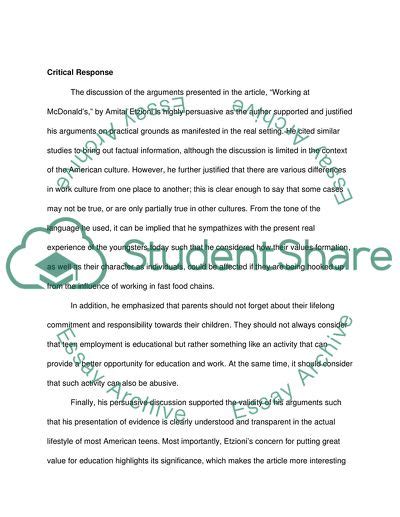 summary critical response essay  topics   written