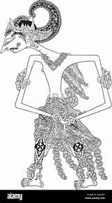 Wayang Kulit Hitam Putih Gatotkaca Puppet sketch template