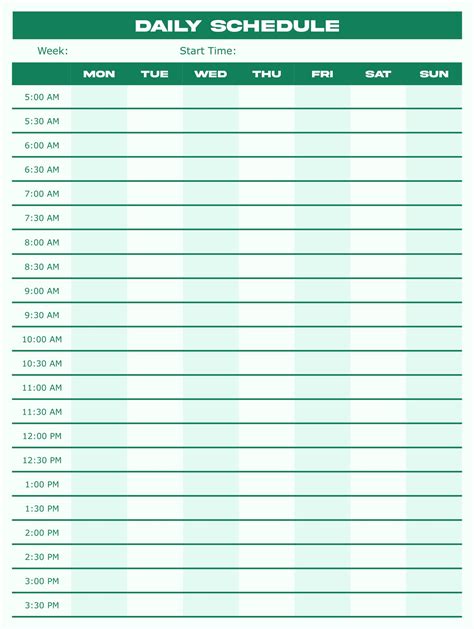 printable daily hourly calendar template     printablee