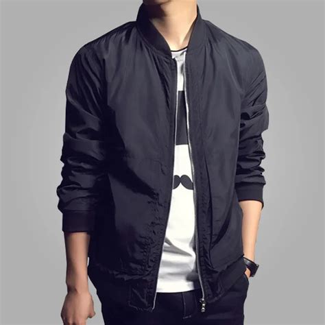 arrival spring mens jackets solid fashion coats male casual slim stand collar bomber jacket