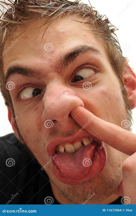ridiculous man picking  nose  crossed eyes stock photo image  weird berserk