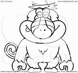 Monkey Baboon Drunk Dumb Clipart Cartoon Outlined Coloring Vector Cory Thoman Royalty sketch template