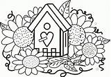 Coloring Birdhouse Pages Bird Flower Sunflower Kids Clipart Flowers Printable Sheets Clip Kid Popular Sunflowers Cartoon Comments Coloringhome sketch template