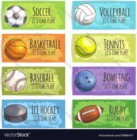 team sport banners  balls royalty  vector image