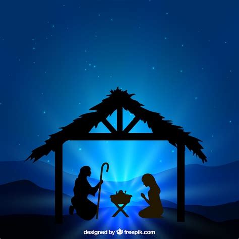 nativity scene silhouette illustration vector