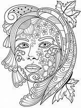 Coloring Pages Adults Adult Beautiful Women Faces Fairy Mandala Printable Colouring Sheets Books App Doodle Creative Fantasy Zentangles sketch template