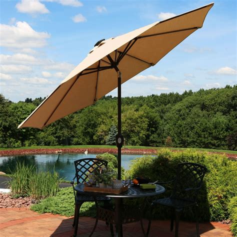 sunnydaze  foot aluminum solar led sunbrella patio umbrella choose color walmartcom