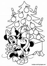 Mickey Mouse Coloring Minnie Christmas Pages Tree Color Printable Print Kids Window Cartoon Girls Mistletoe Santa Getcolorings Comments sketch template