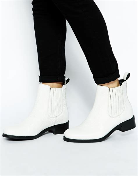 asos atonement leather chelsea ankle boots  white lyst