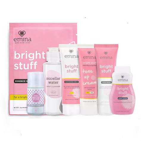 emina bright stuff series facial wash moisturizing cream emina serum tone  acne prone