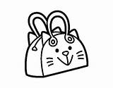 Coloring Handbag Getdrawings Pages Cat Face sketch template