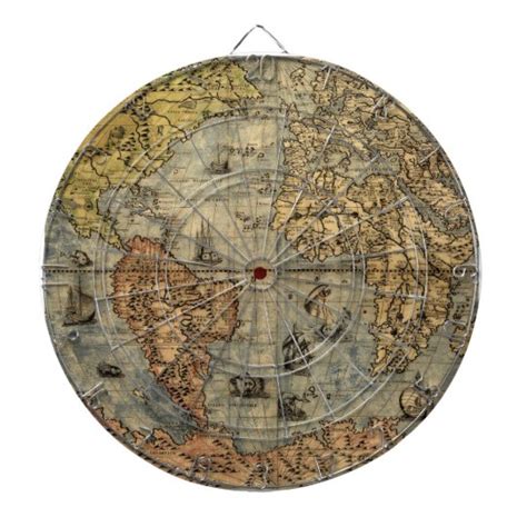 world map antique  art print artwork dartboard zazzlecom