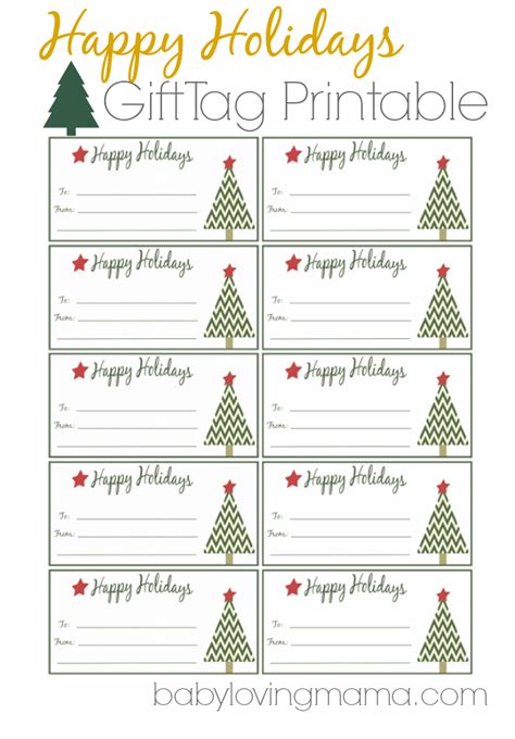 happy holidays gift tags  printable