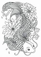 Coloring Fish Koi Pages Printable Coy Carp Perey Adults Drawing Deviantart Kids Color Tattoo Adult Fun Tropical Colouring Book Votes sketch template