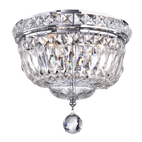 light chrome finish crystal ceiling flush mount chandelier small edvivi lighting