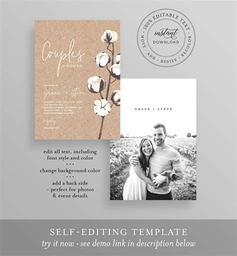 couples shower invitation template printable wedding shower invite