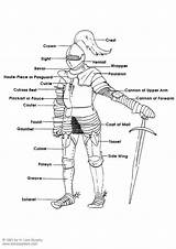 Coloring Armour Armor Knight Medieval Arm Printable Da Samurai Pages Edupics sketch template