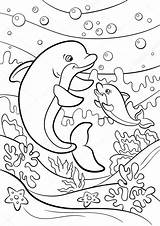Dolphin Wilde Delphin Mutter Schwimmt Malvorlagen sketch template