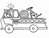 Fire Truck Coloring Pages Printable Kids Dog Cute sketch template