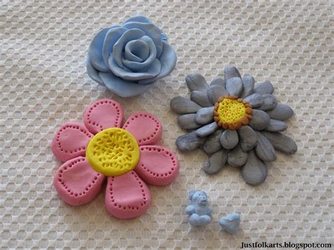 folk art clay flowers