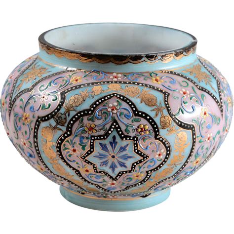 Enameled Persian Pattern Moser Art Glass Vase~ From