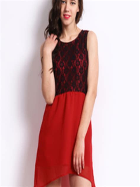 Buy Dressberry Red Lace Column Berry Dress Dresses For Women 211954