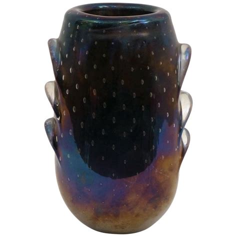 Large Iridescent Black Murano Vase For Sale At 1stdibs