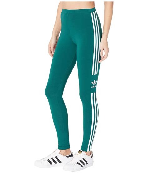 adidas originals synthetic trefoil tights black  womens workout  green lyst