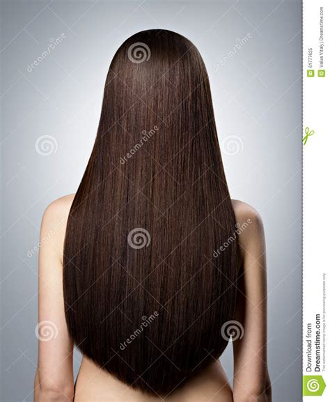 woman with long brown straight hair rear view stock image image of